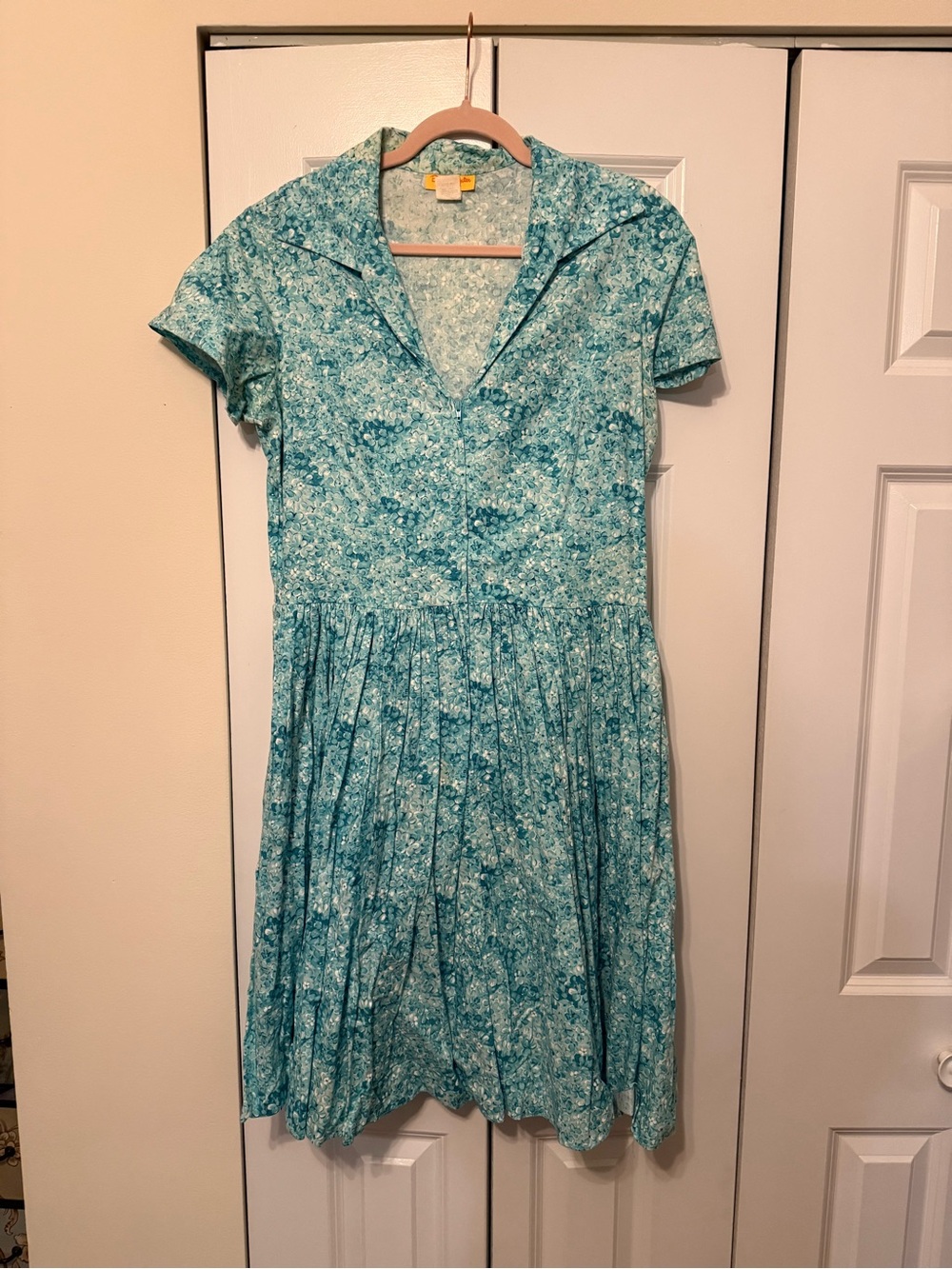 Bernie Dexter Teal Floral Collared Midi Dress